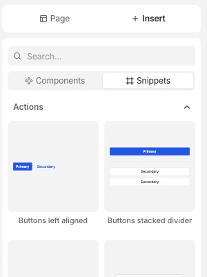 Snippet insert menu