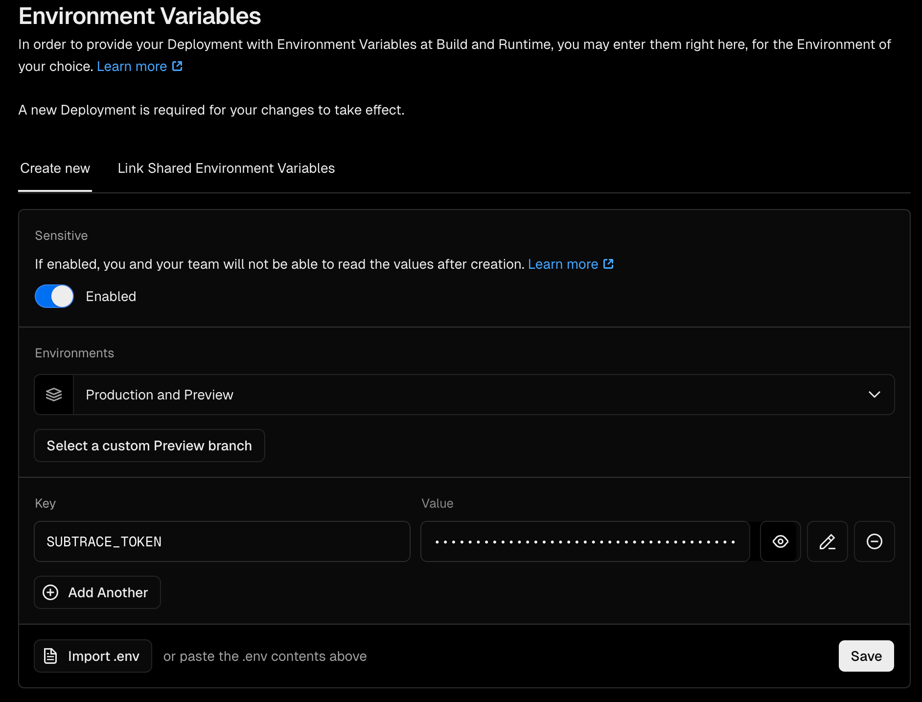 Environment variable