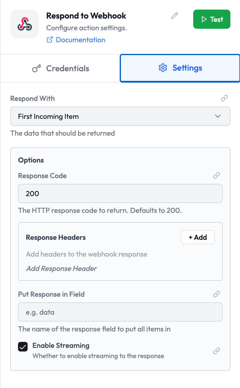 Respond to Webhook Node