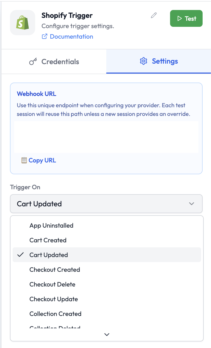 Shopify Trigger Node