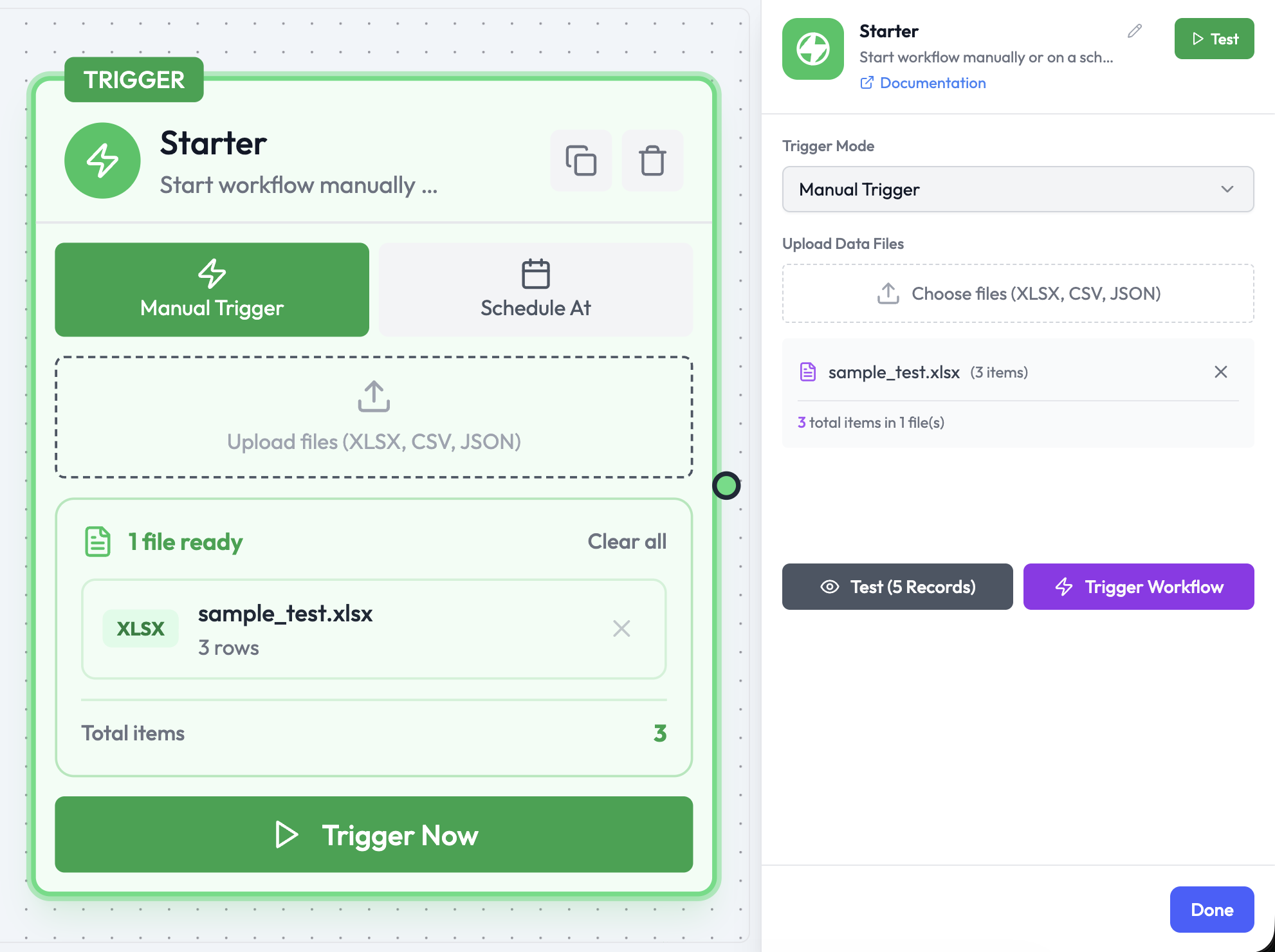 Starter Node — Schedule At mode