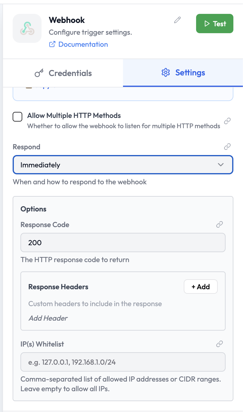 Webhook Trigger Node