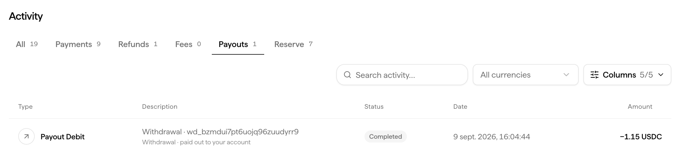 Payout History