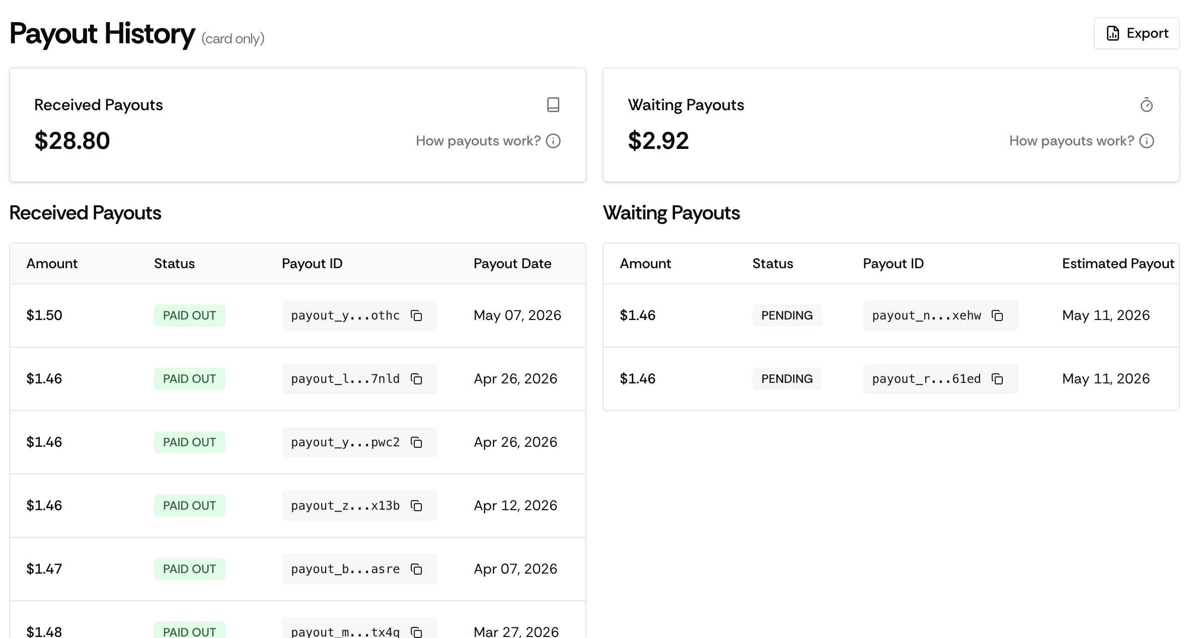 Payout 1