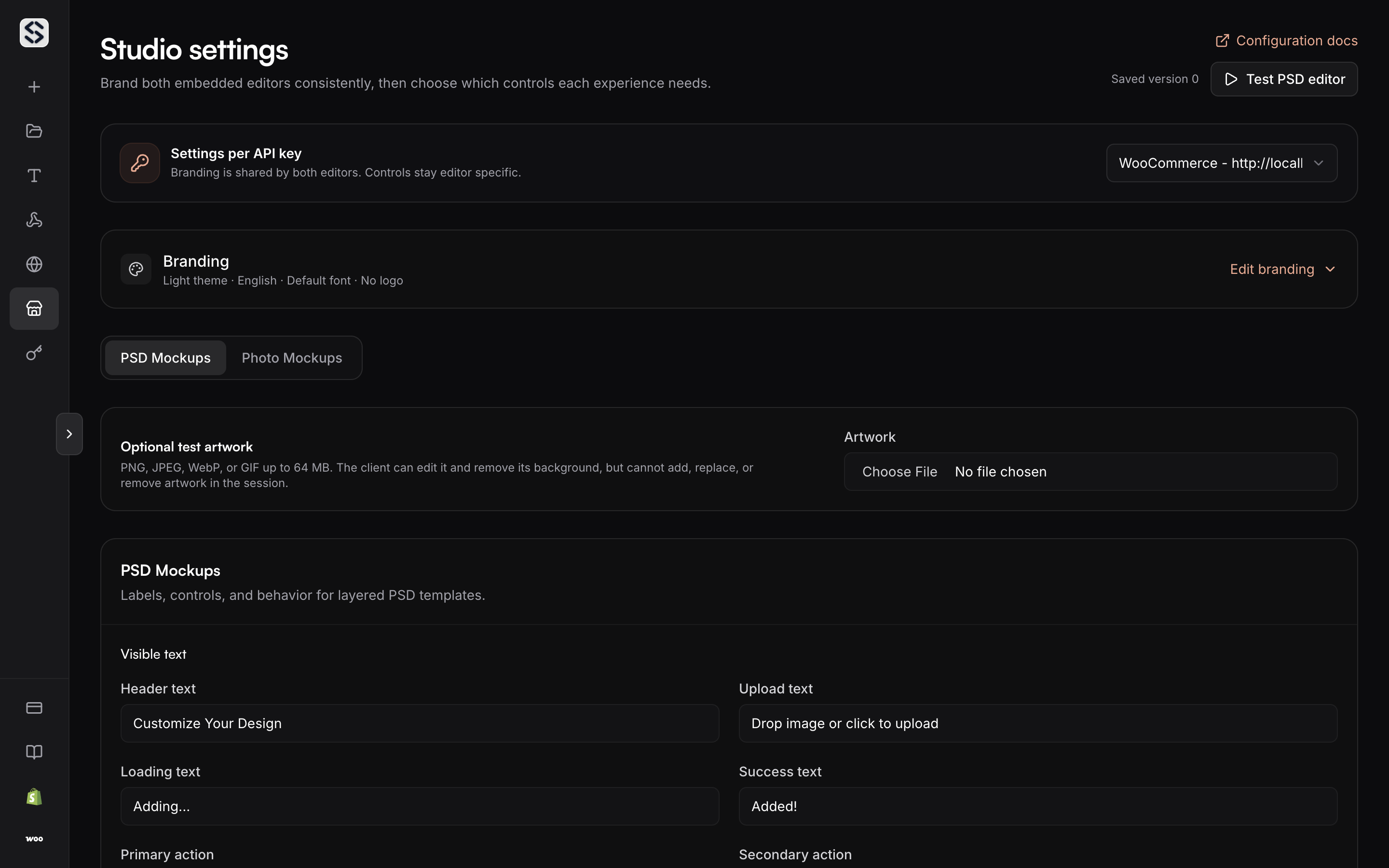 Studio settings: branding is shared by both editors, controls stay per editor.