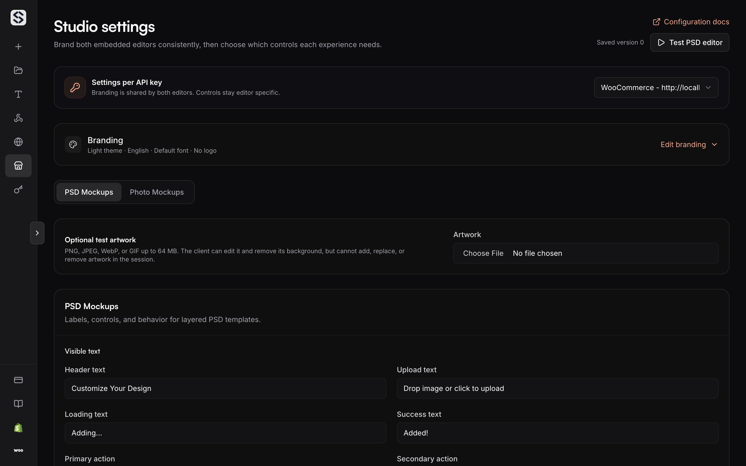 Studio settings: branding is shared by both editors, controls stay per editor.