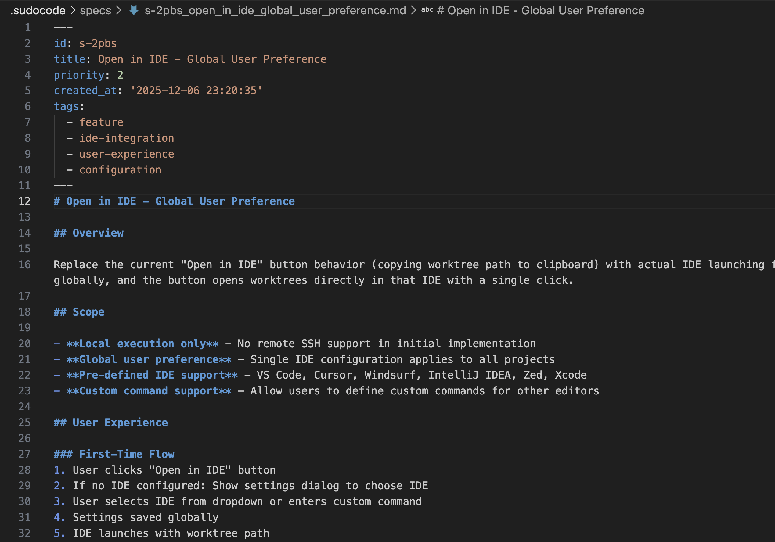 Example of a sudocode specification