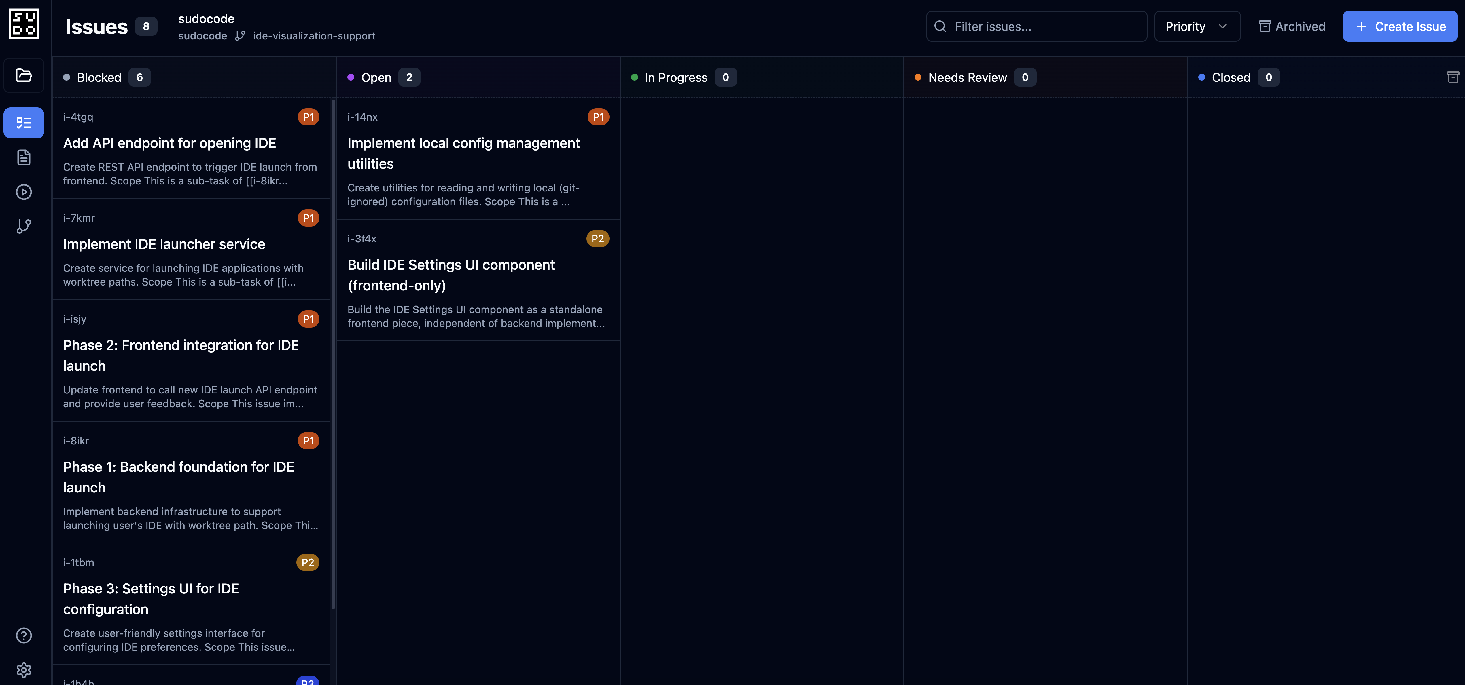 sudocode issues board