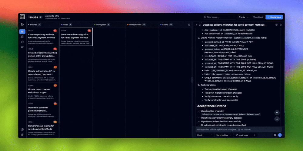 sudocode issue kanban board
