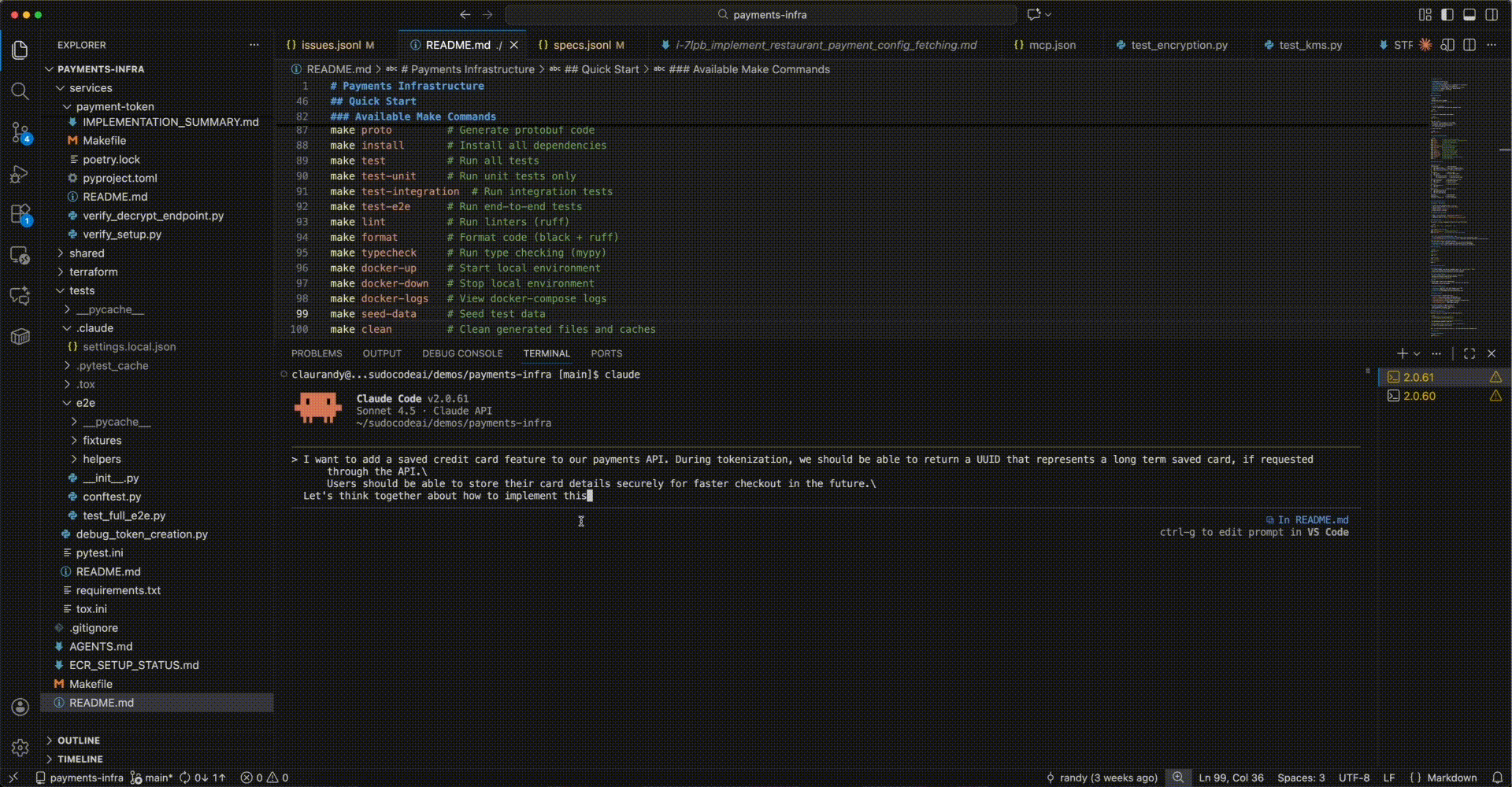 User describes the saved credit card feature to the agent