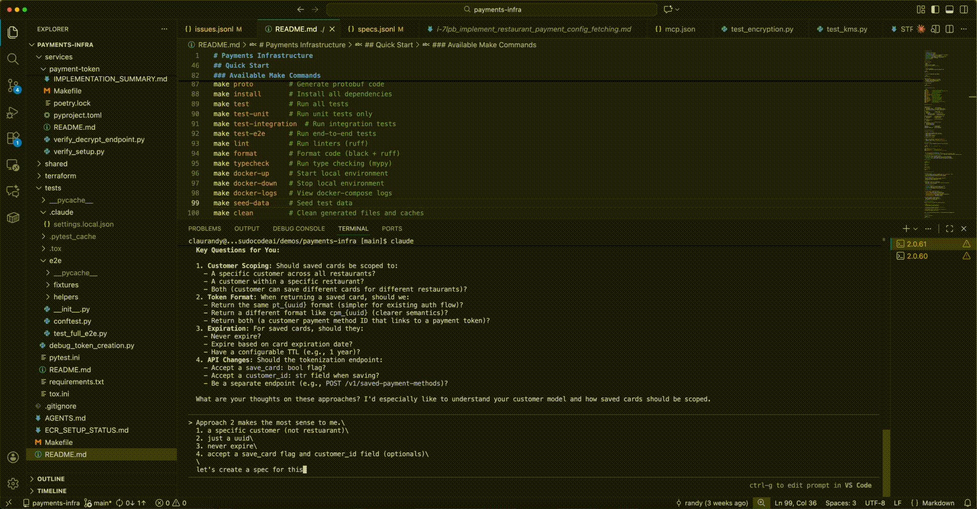 Agent using upsert_spec MCP tool to create specification