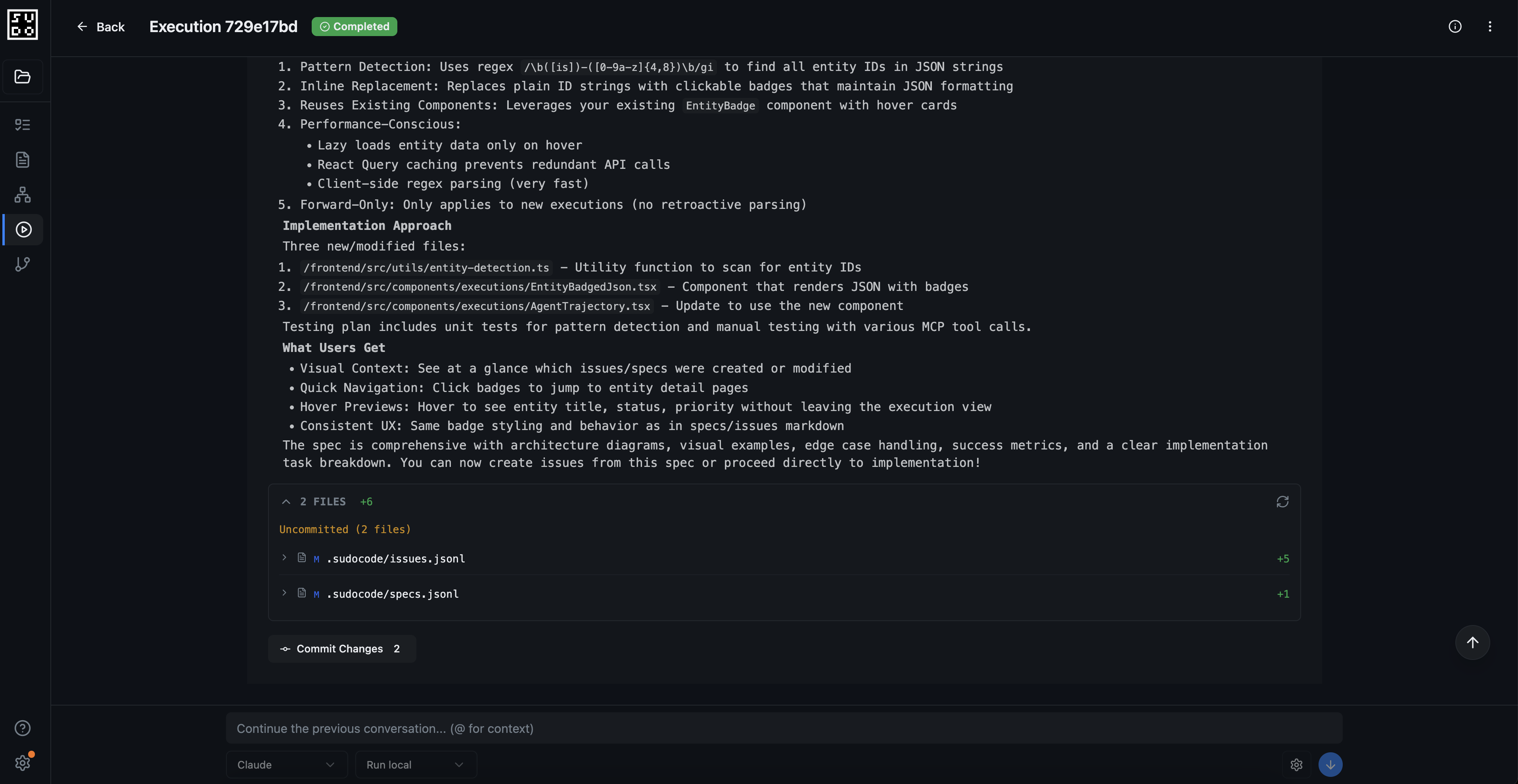 Conversing with agent to refine specification details