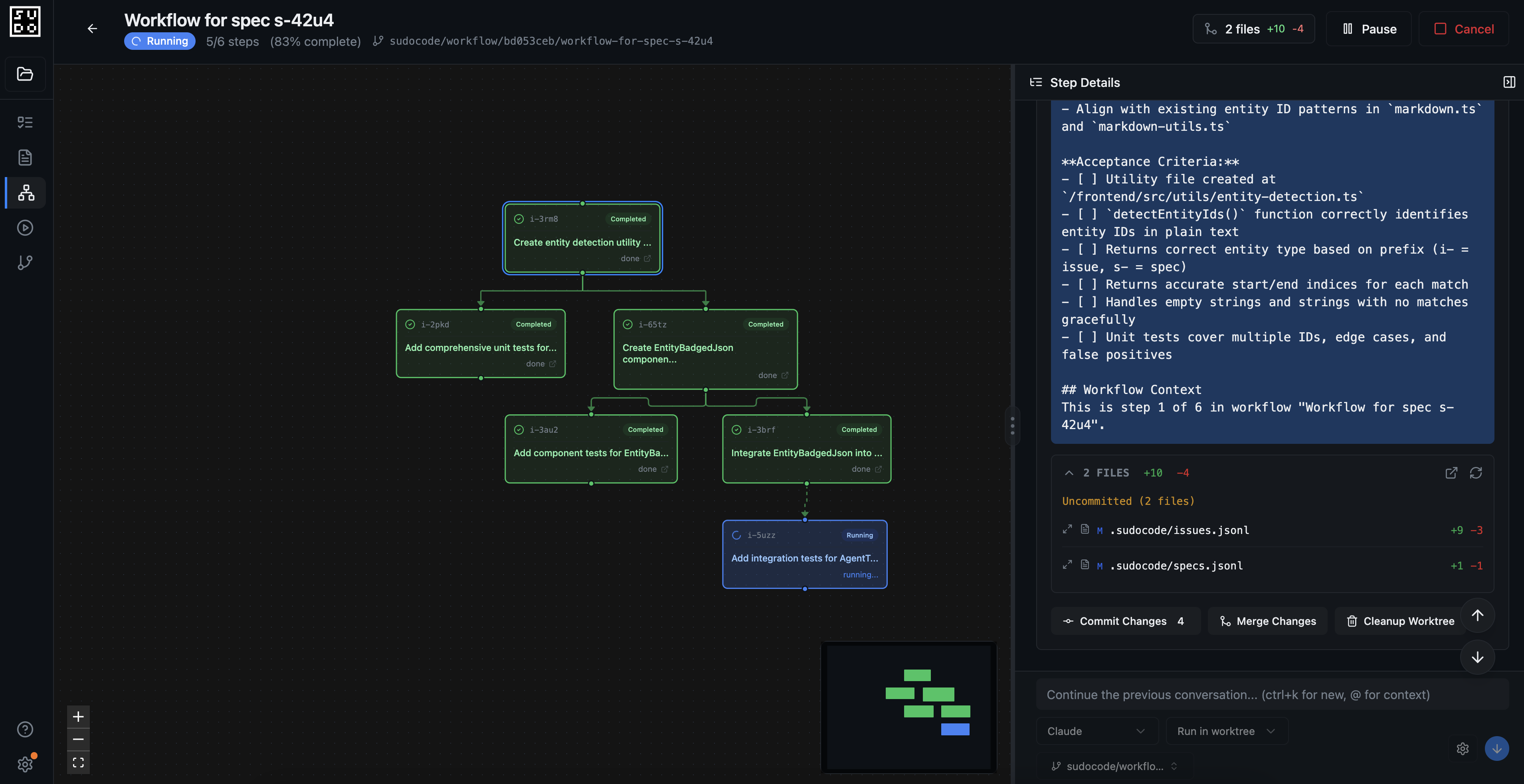 A workflow in progress