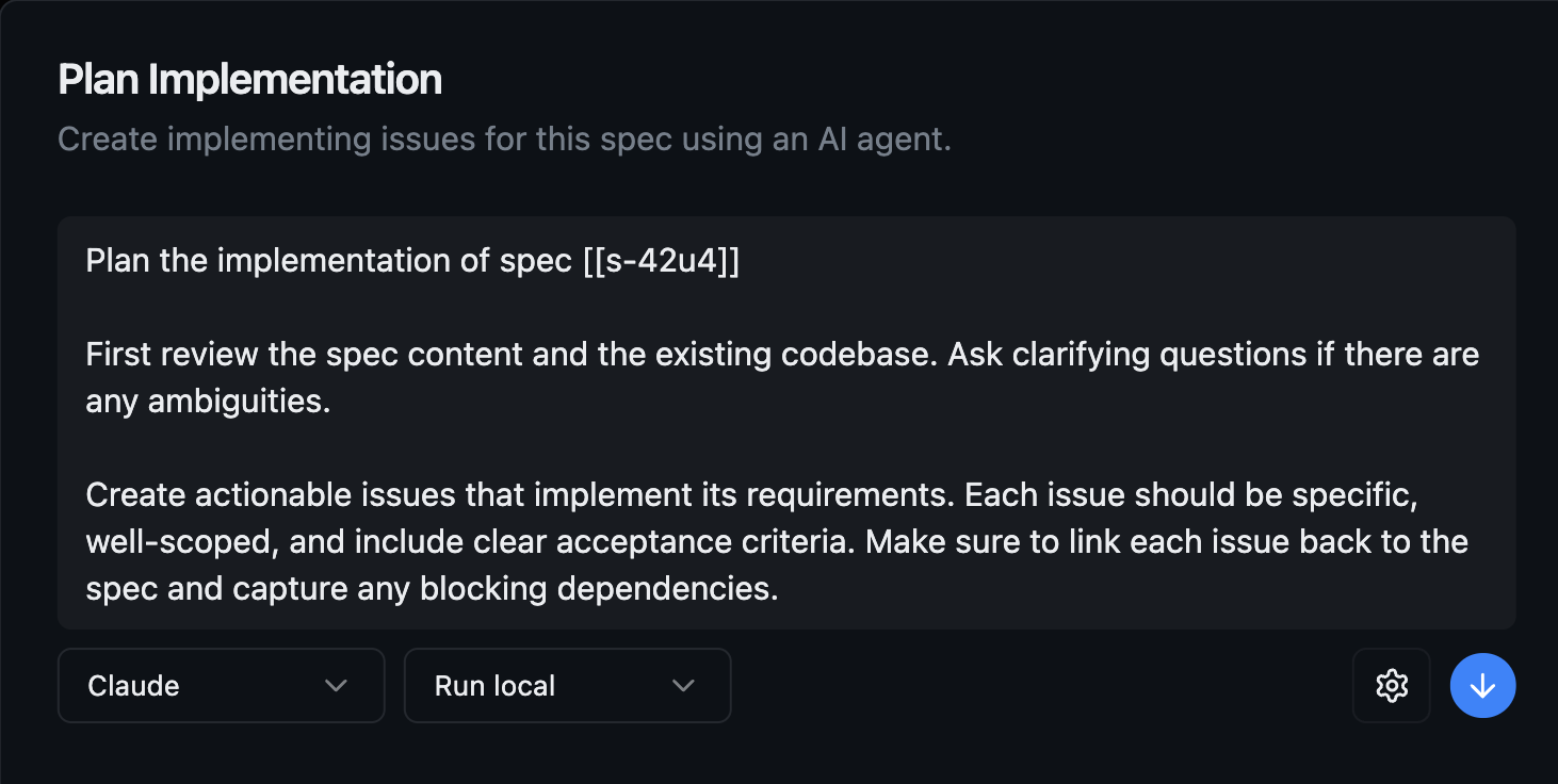 Planning implementation by breaking spec into issues