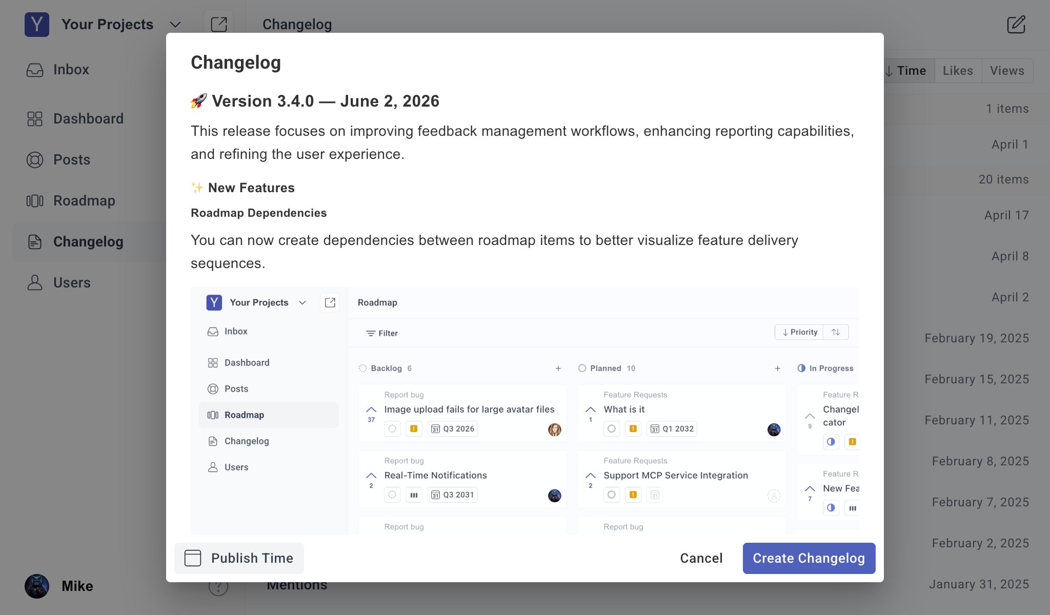 Create a new changelog entry
