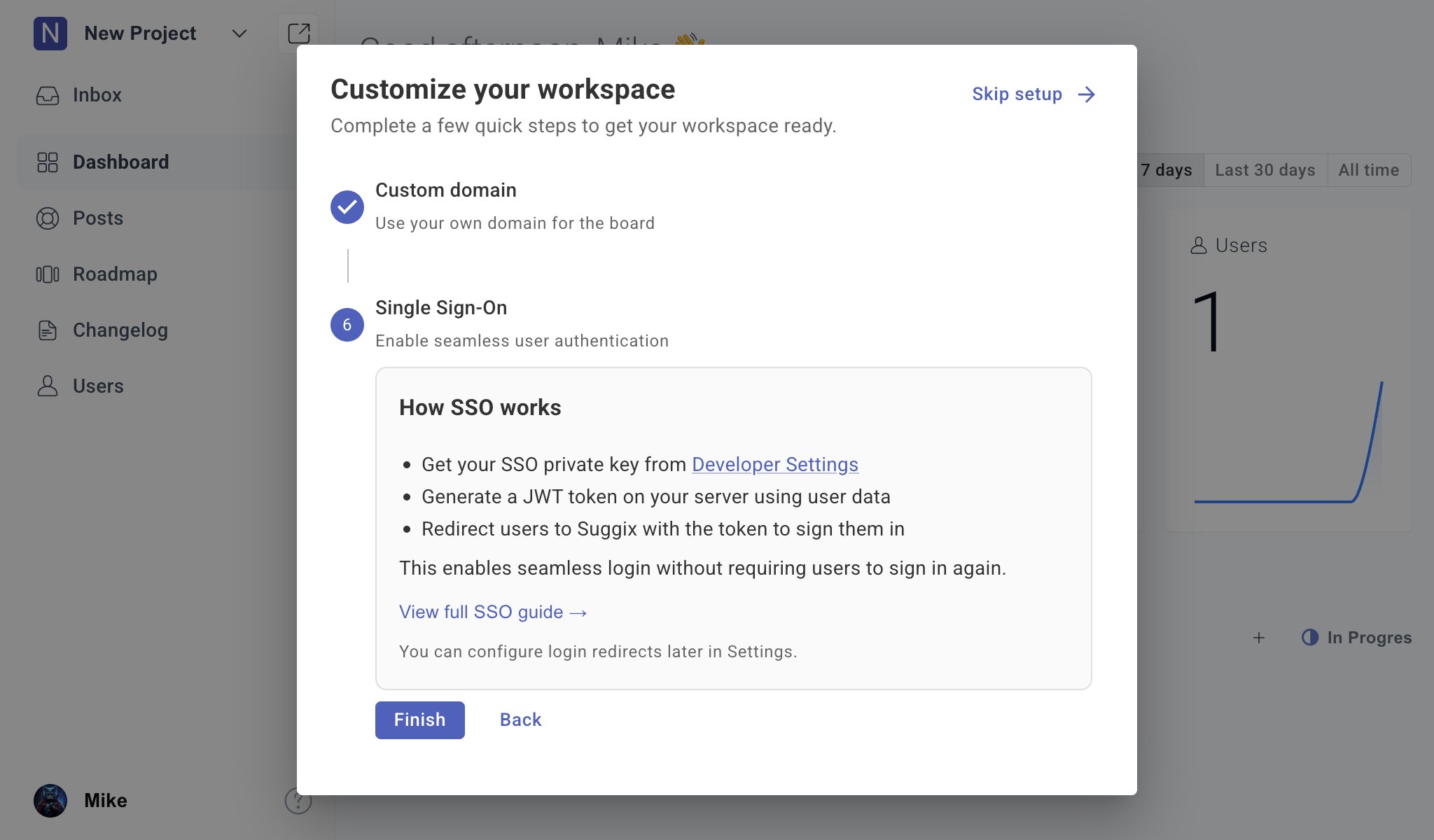 Configure SSO during onboarding