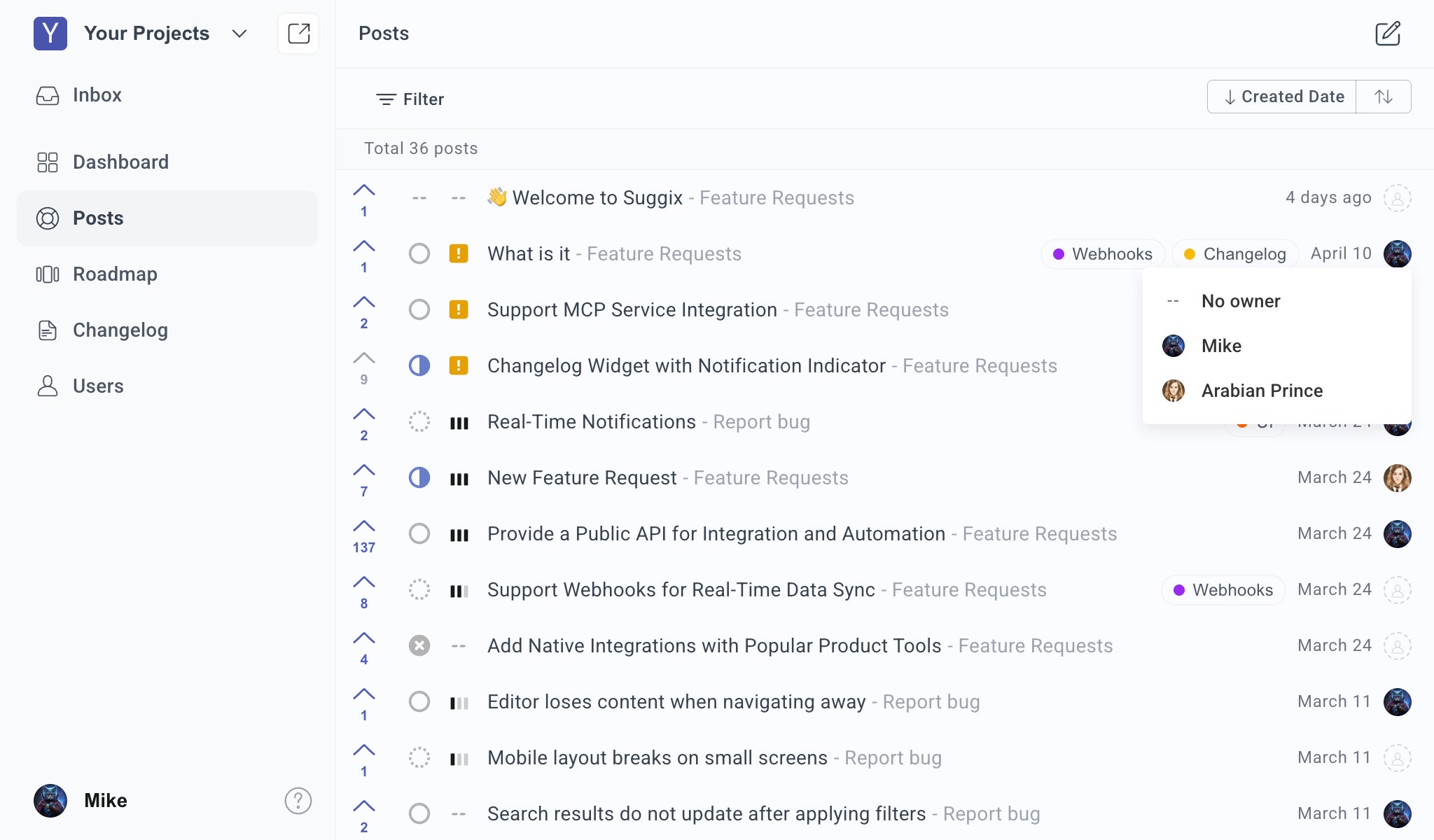 Assign post owner from the posts list