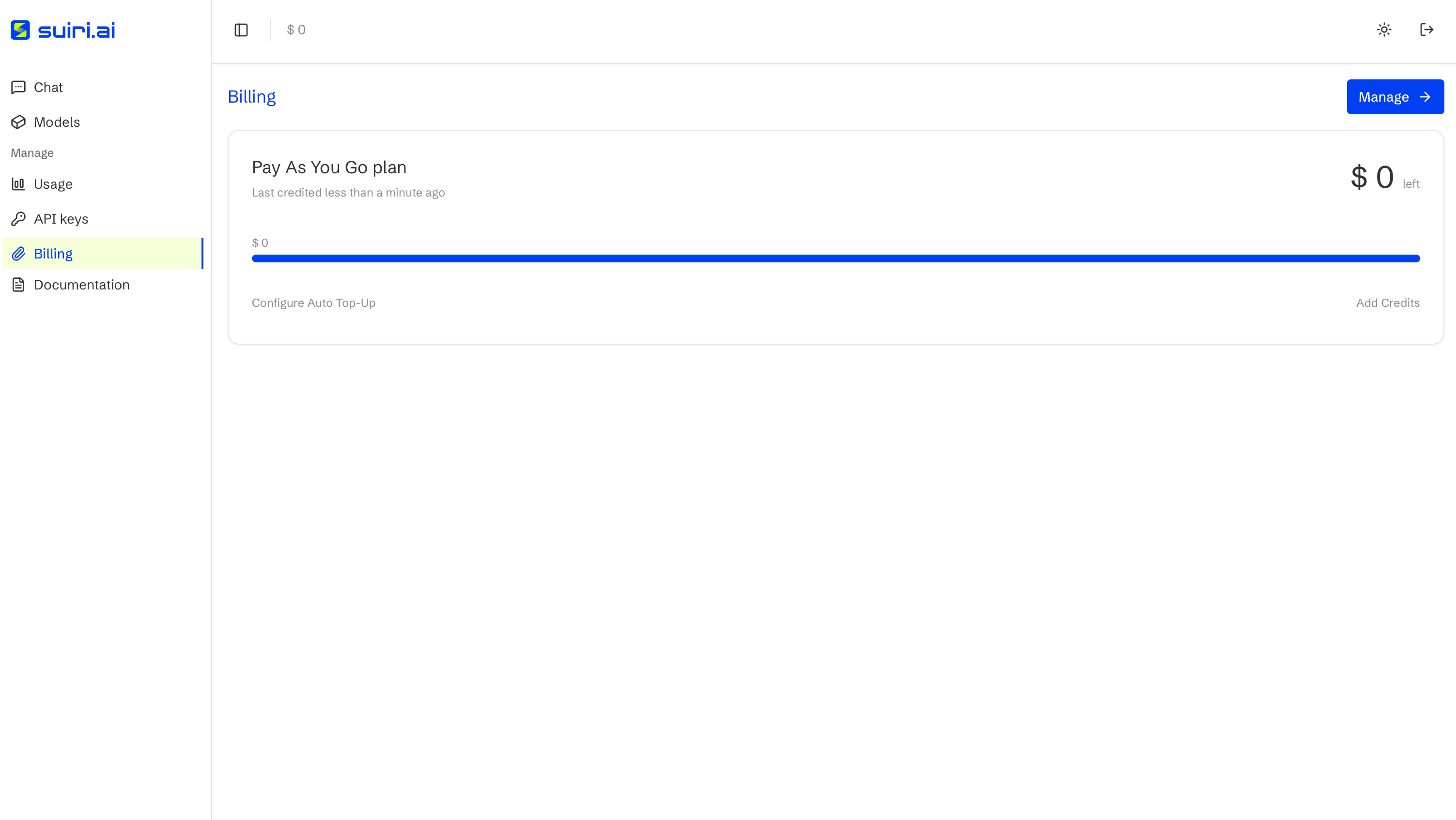 Billing page showing pay-as-you-go plan
