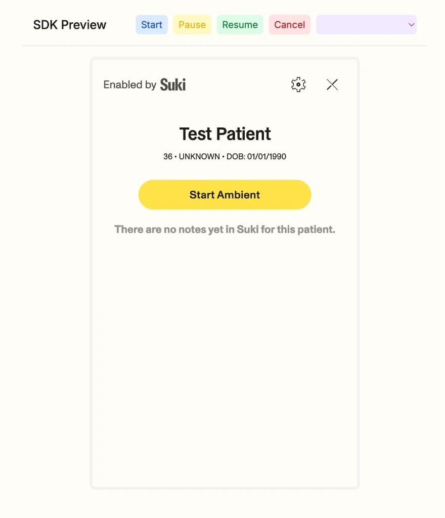 SDK Preview with Start Ambient