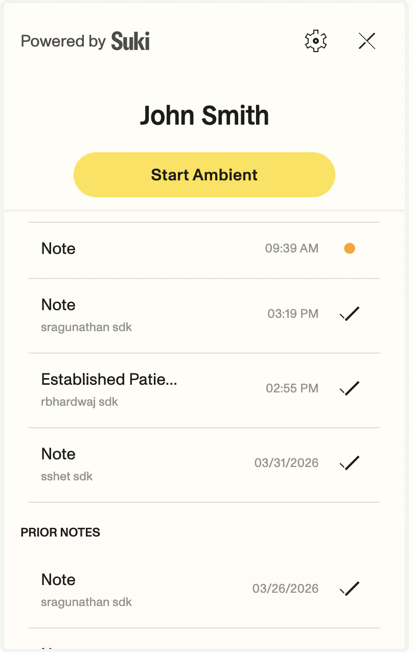 Note titles in the Web SDK UI