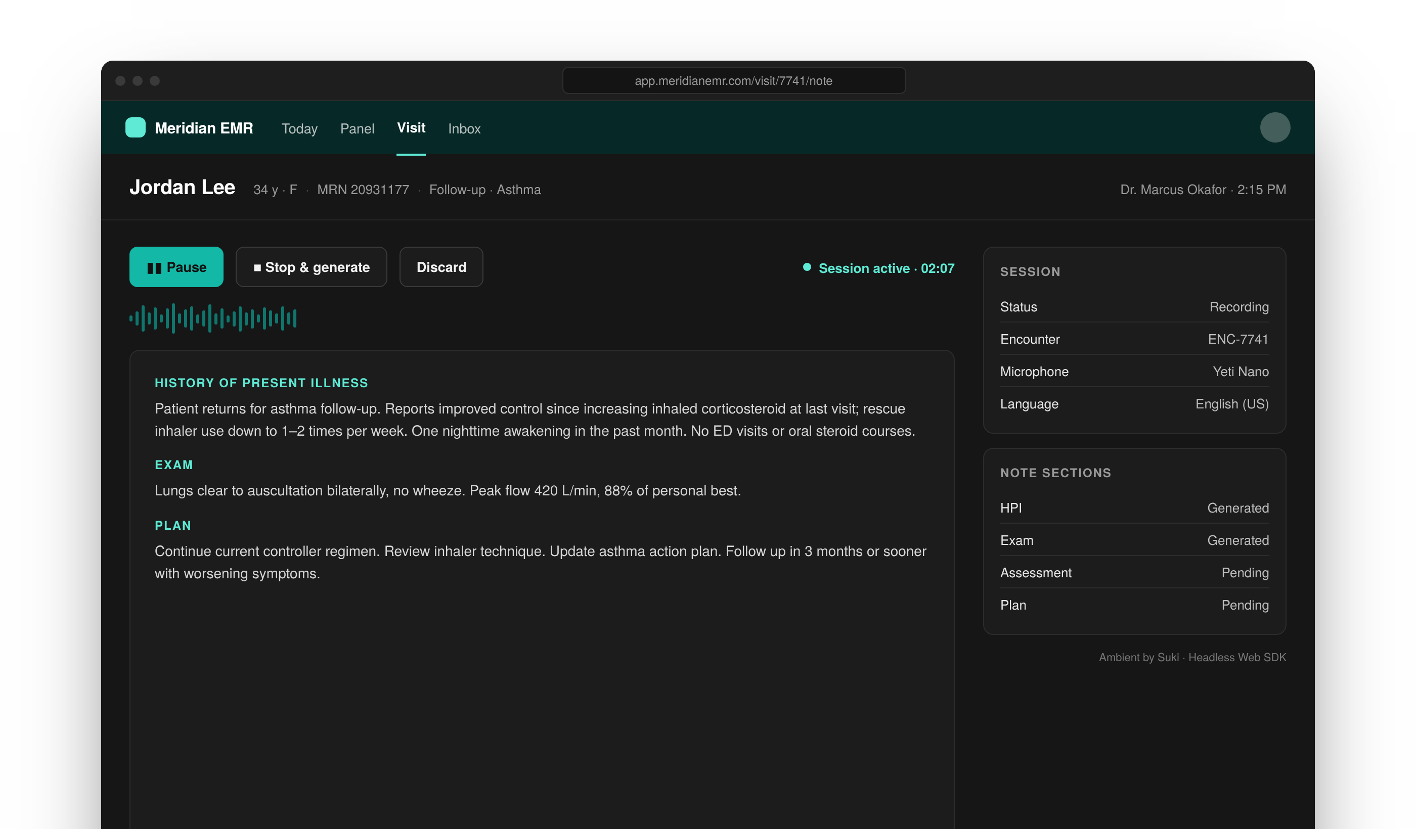 Headless Web SDK Ambient session controls in a custom EMR UI