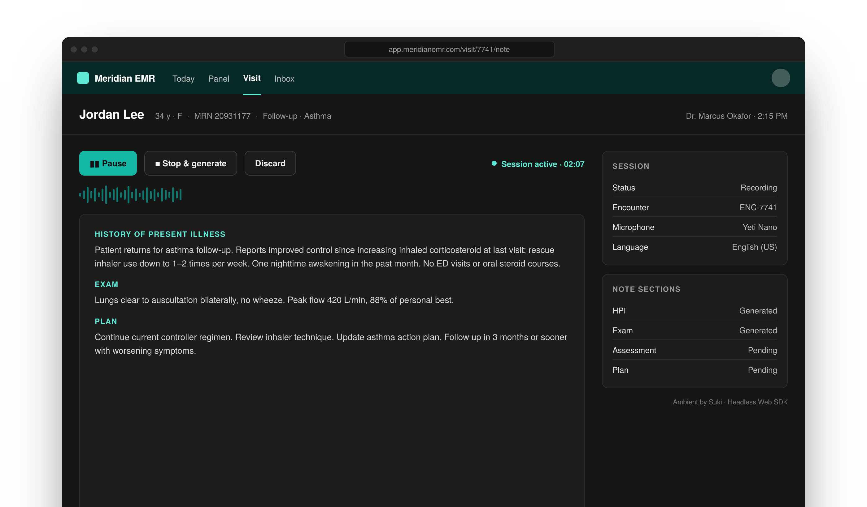 Headless Web SDK Ambient session controls in a custom EMR UI