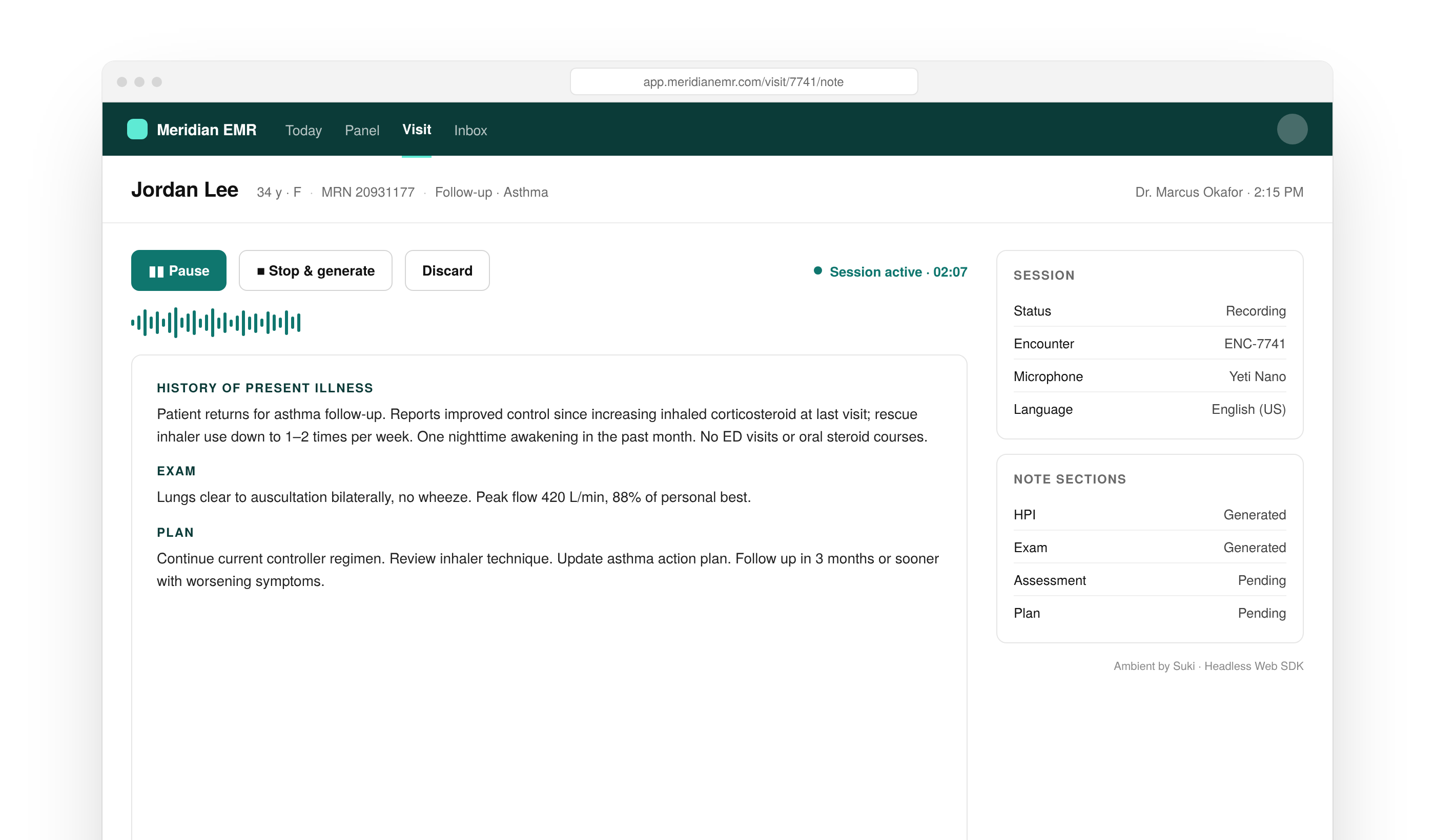 Headless Web SDK Ambient session controls in a custom EMR UI