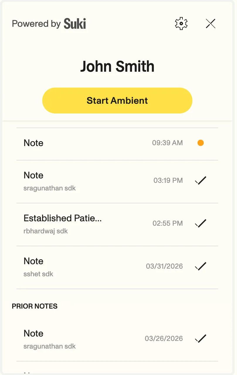 Note titles in the Web SDK UI