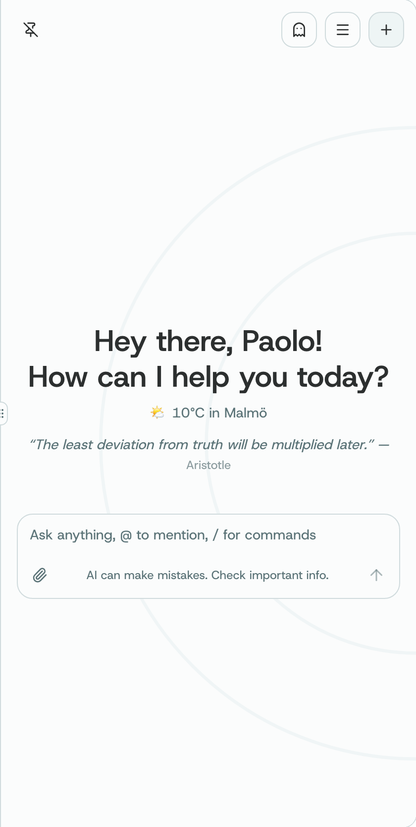 The Assistant panel docked at the side of the app