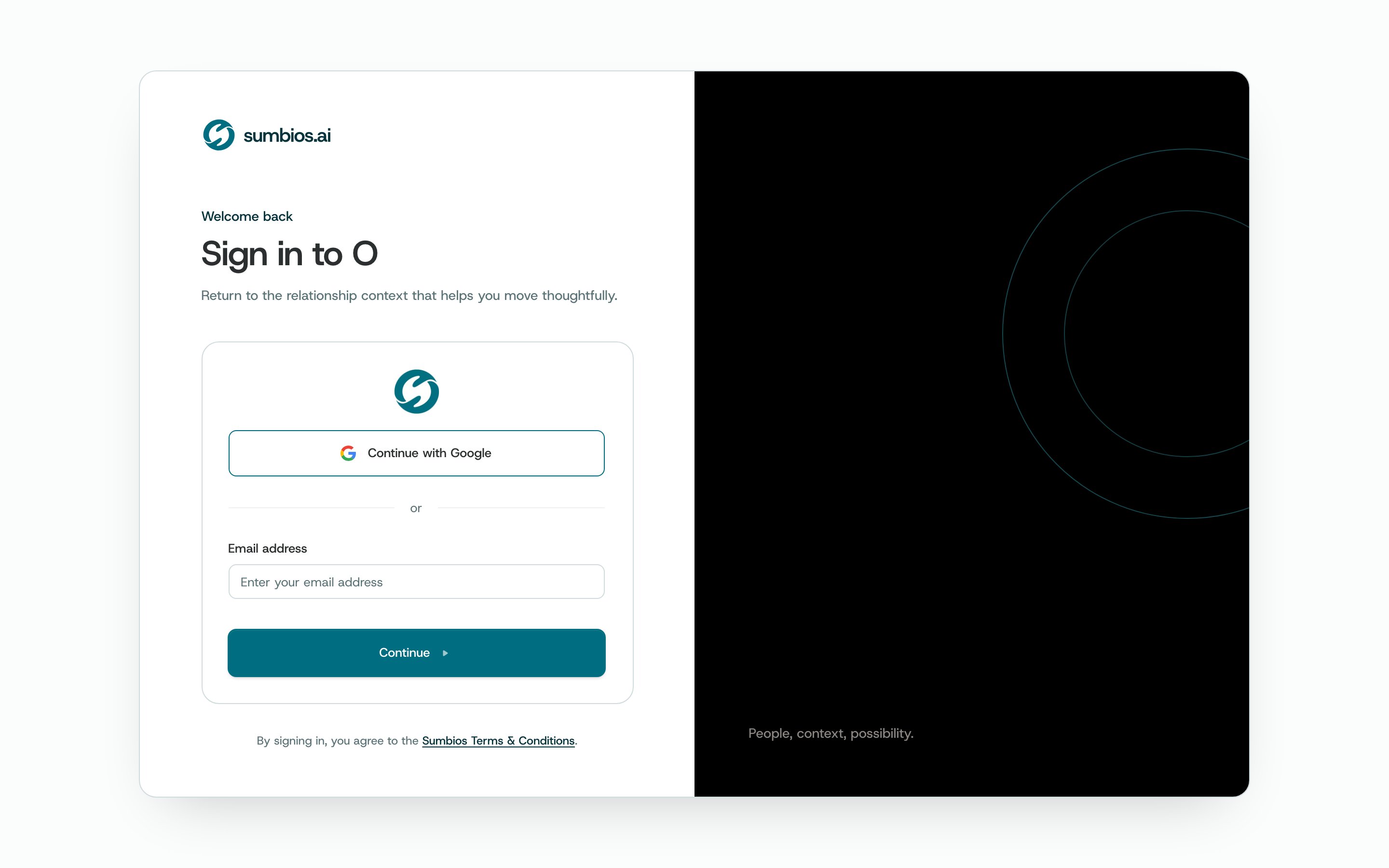 Sign in to O: Continue with Google, or email and password