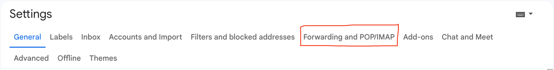 Forwarding and POP/IMAP tab