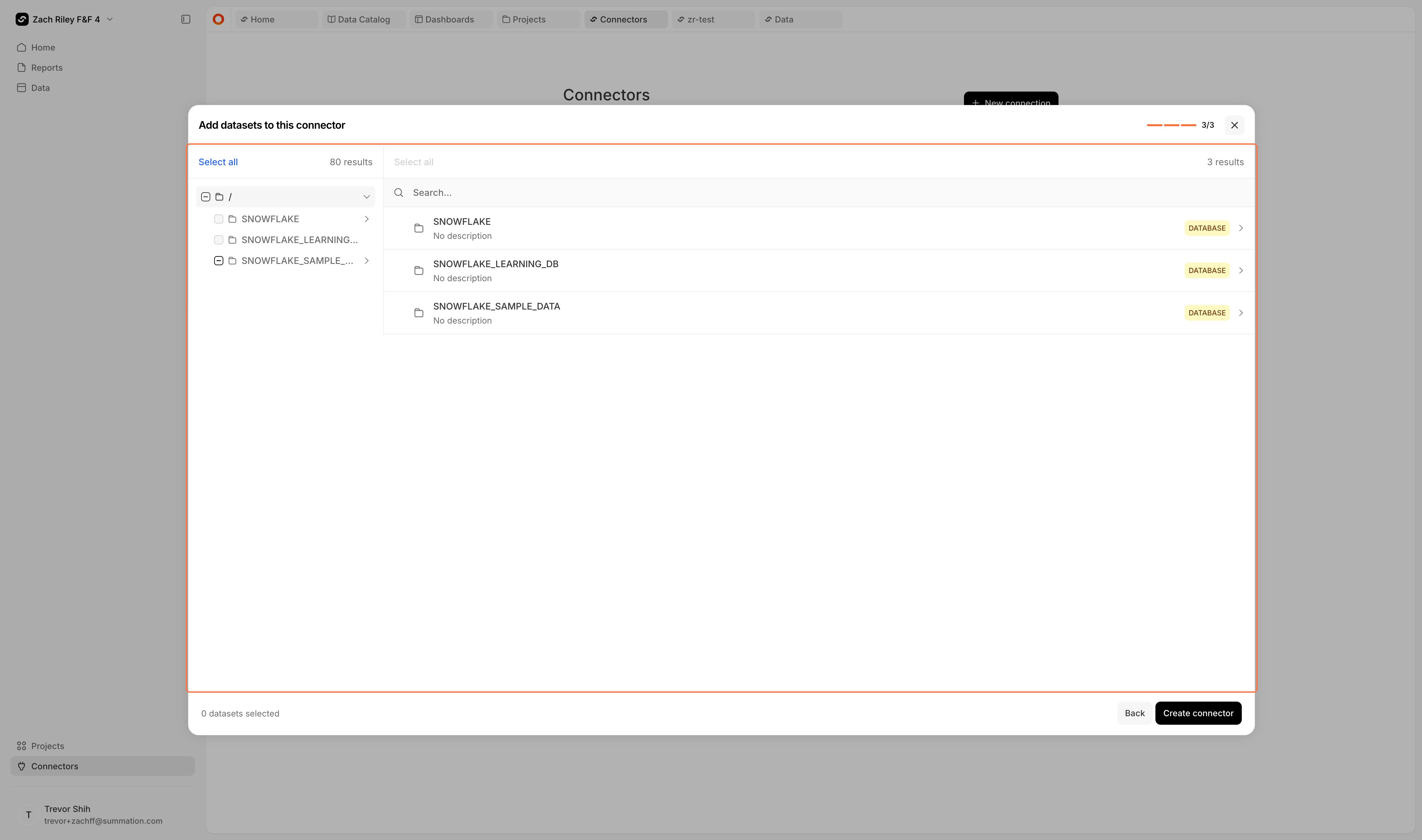 Select your data sets