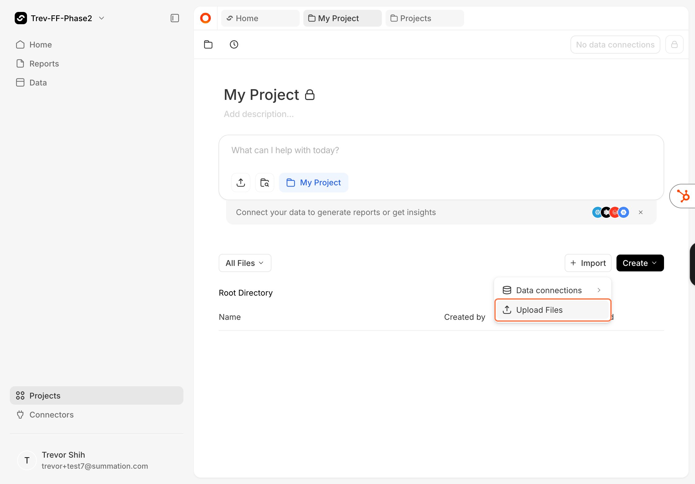 Click Import then Upload Files