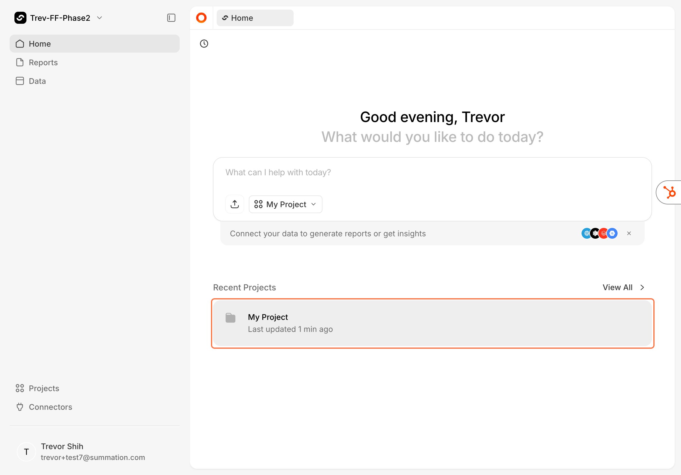 Click on My Project to get started