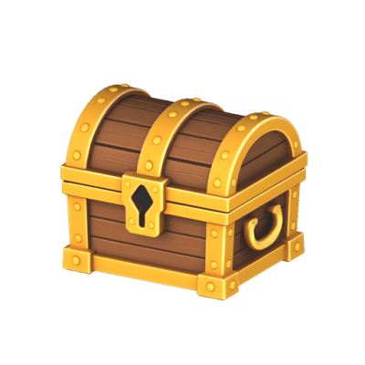 A stylized wooden treasure chest with gold trim, made by a Summer 3D model
