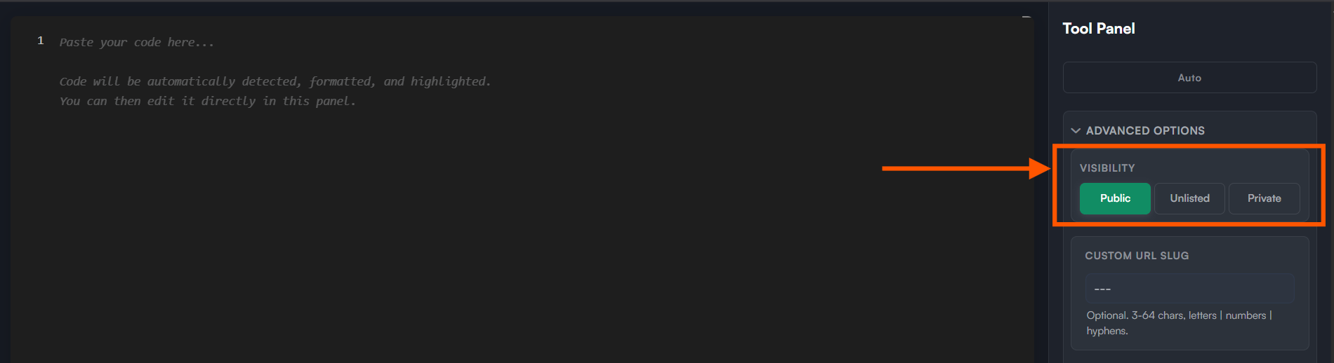 Visibility options