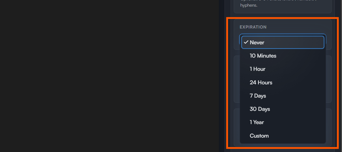 Expiration options