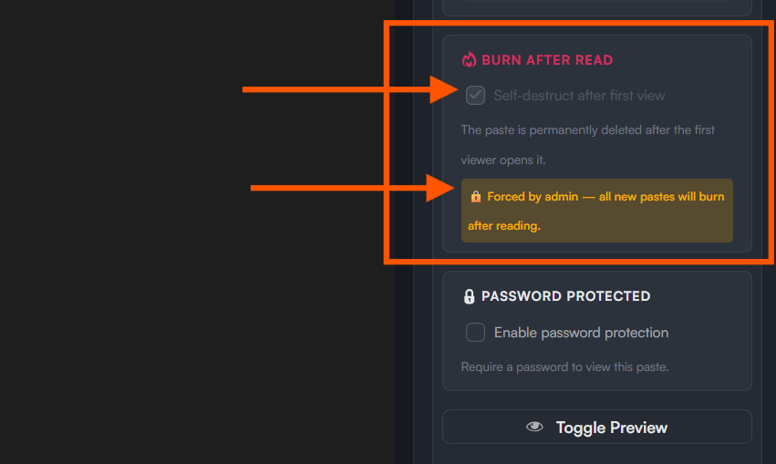 Burn after read notification