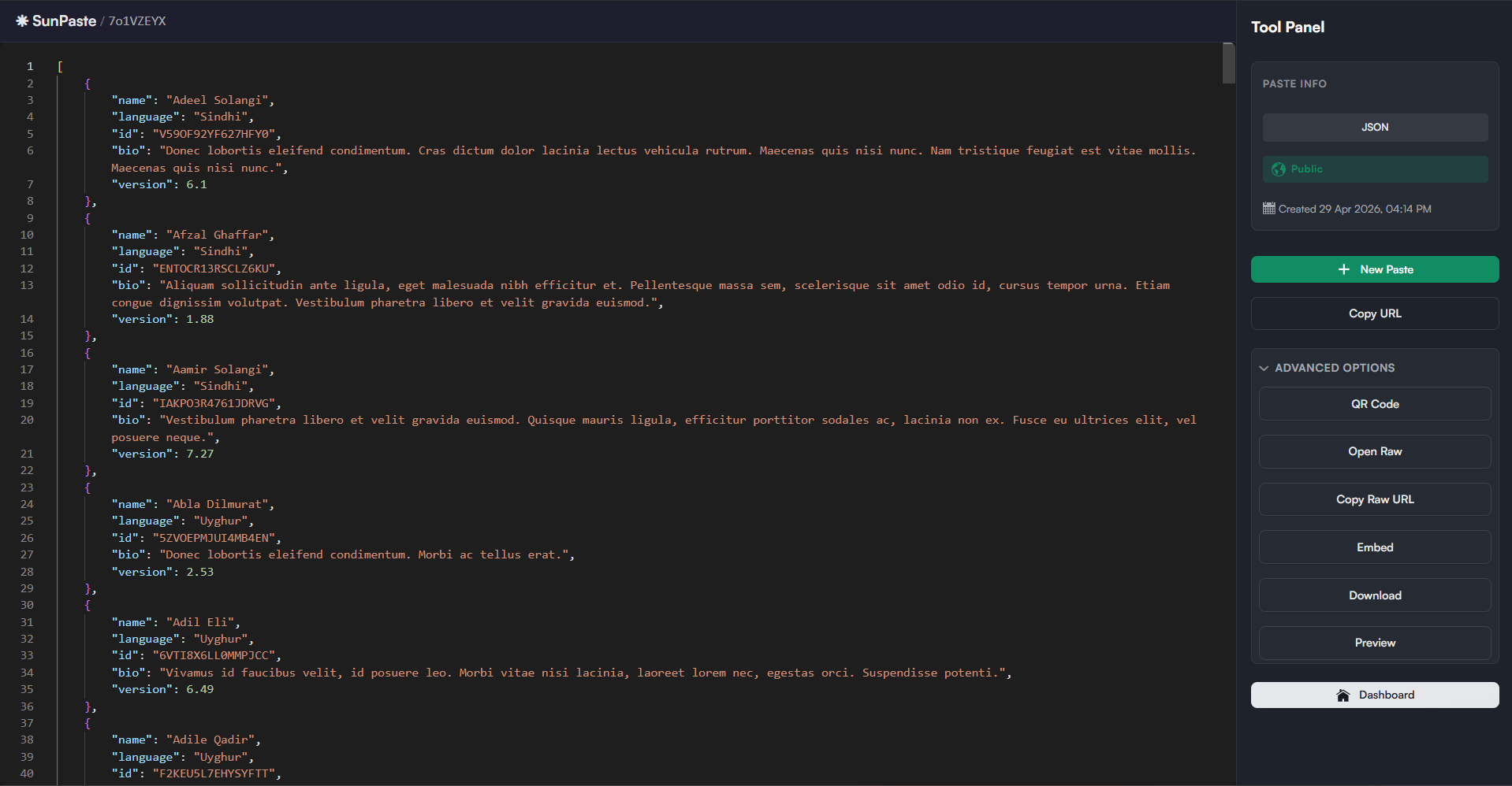 Paste viewer