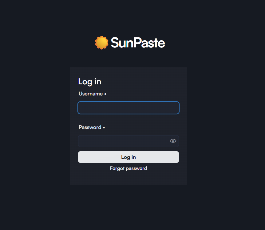 Login page