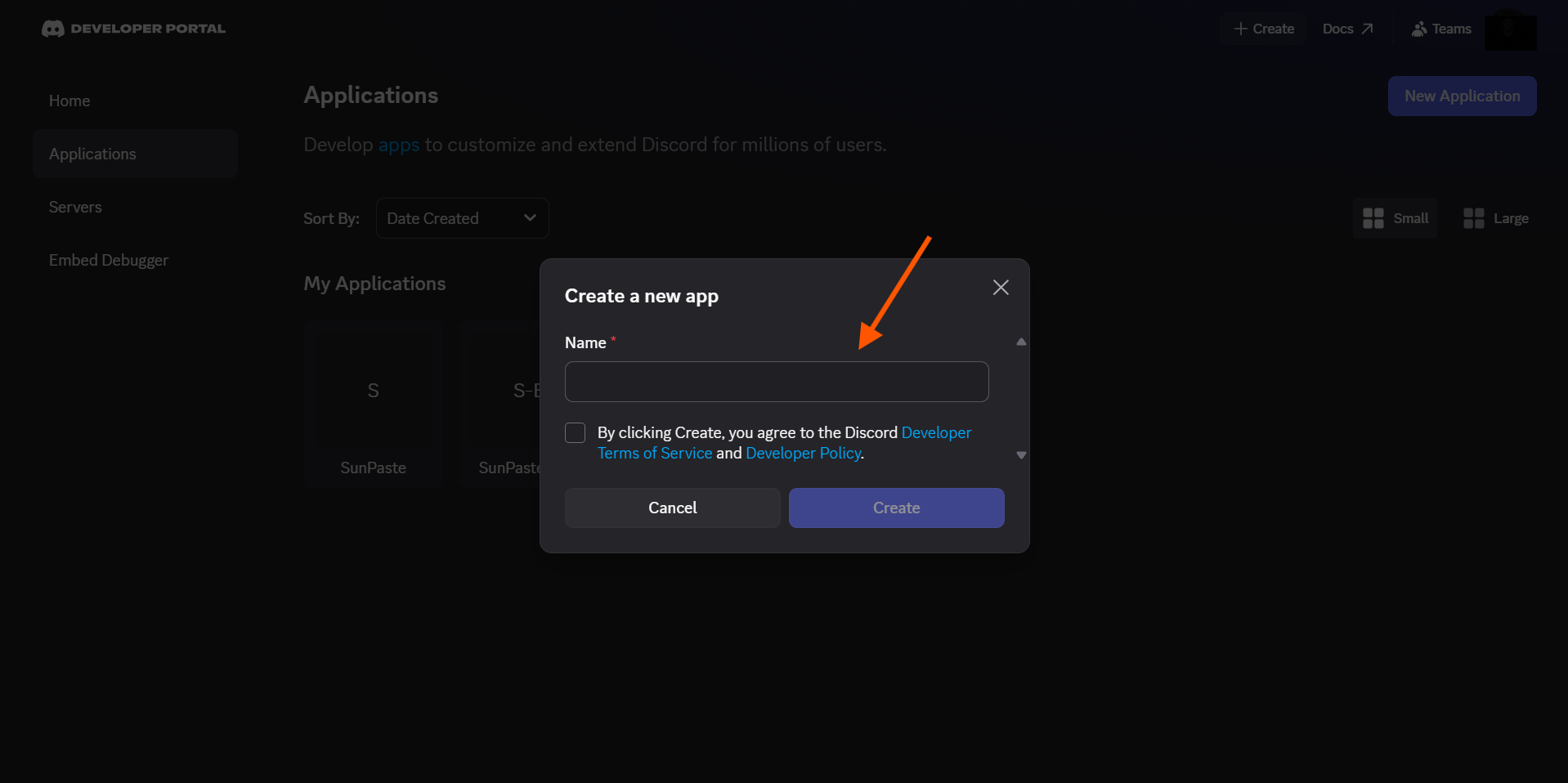 Create a new application
