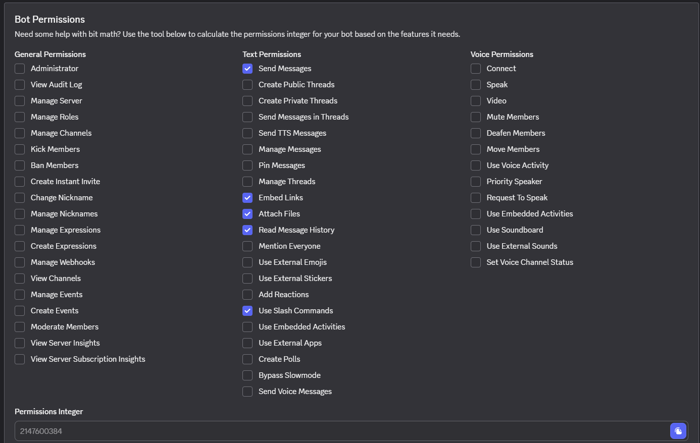 Bot permissions