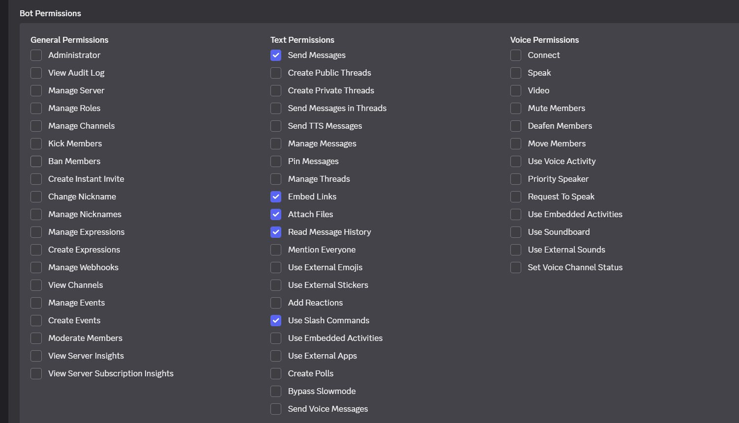 Bot permissions in the URL generator