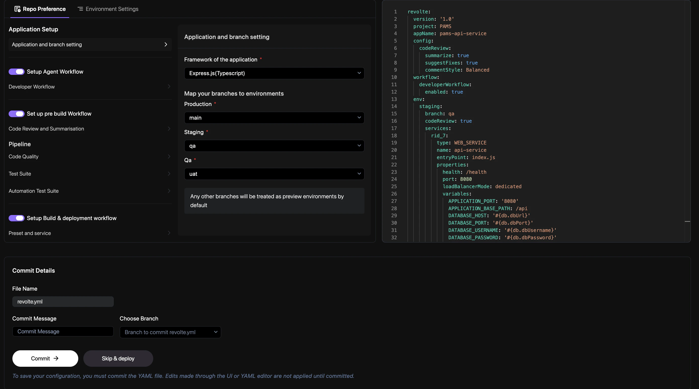 Revolte Commit Modal