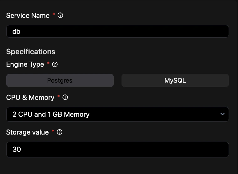 Database tab — QA environment