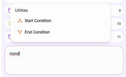 Conditionals overview with Start Condition summary and End Condition boundary