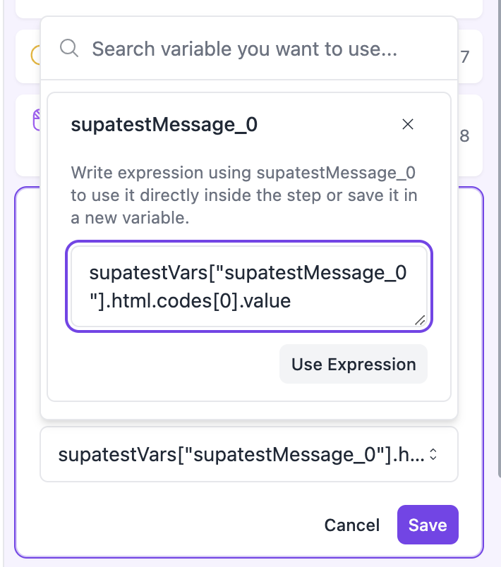 Enter expression to extract OTP code