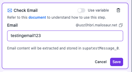 Fill step with static email address