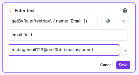 Check Email step with static email slug