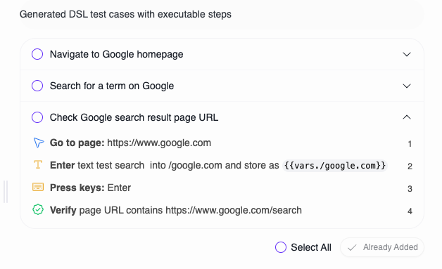 Test Planner results